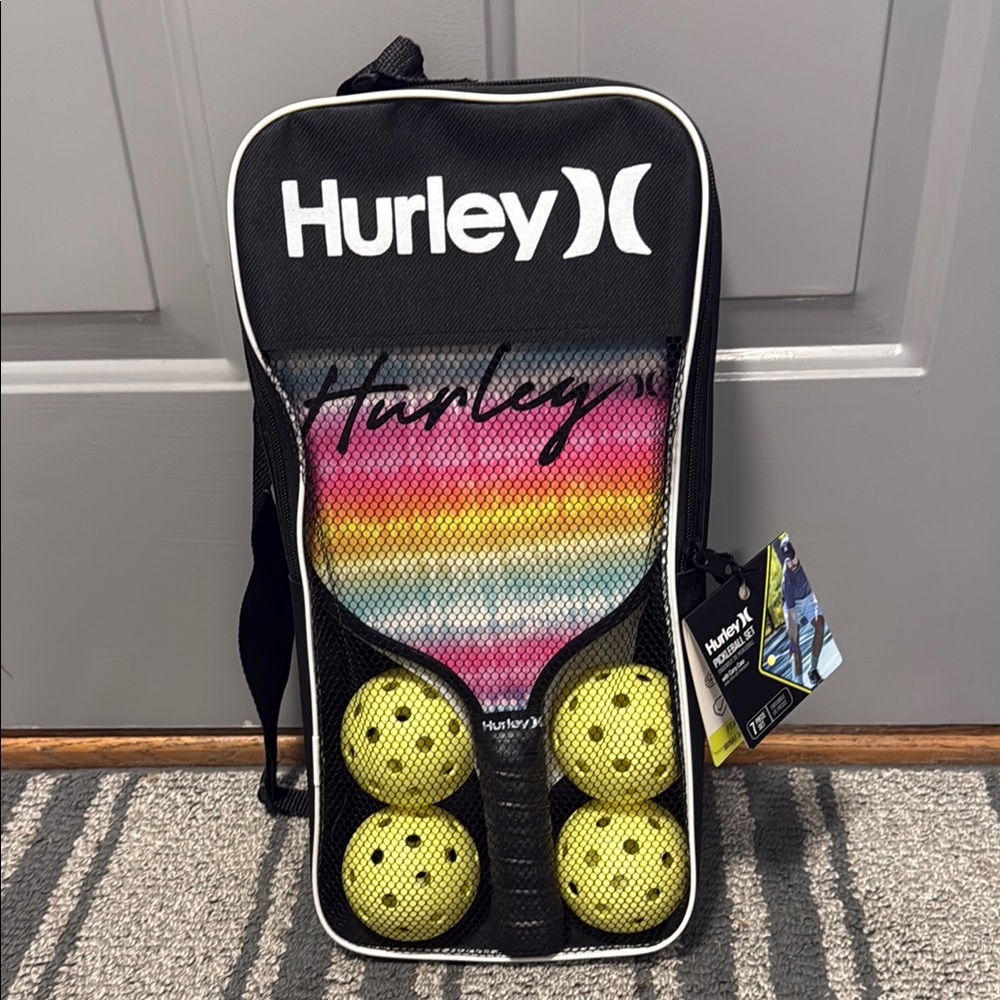 Hurley Pickleball Rainbow Paddle Set with Yellow Balls